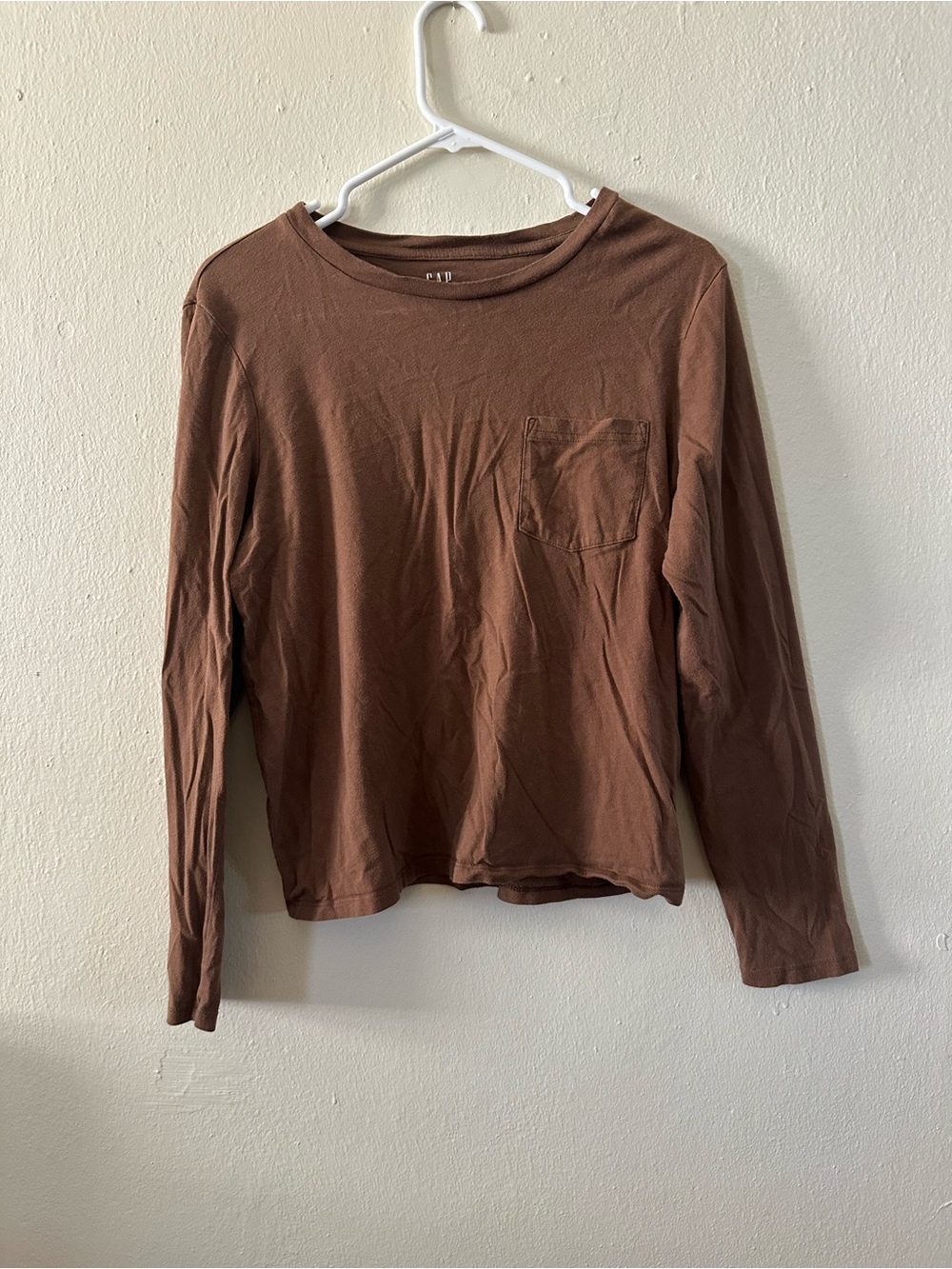 GAP Long-Sleeve Pocket Tee in Brown